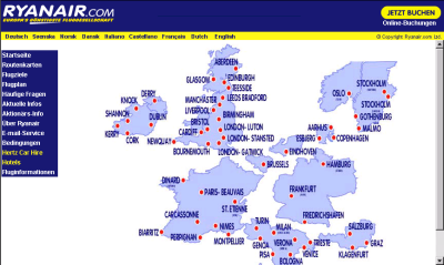 Flugziele von www.ryanair.com