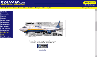 Gallerieseite von www.ryanair.com